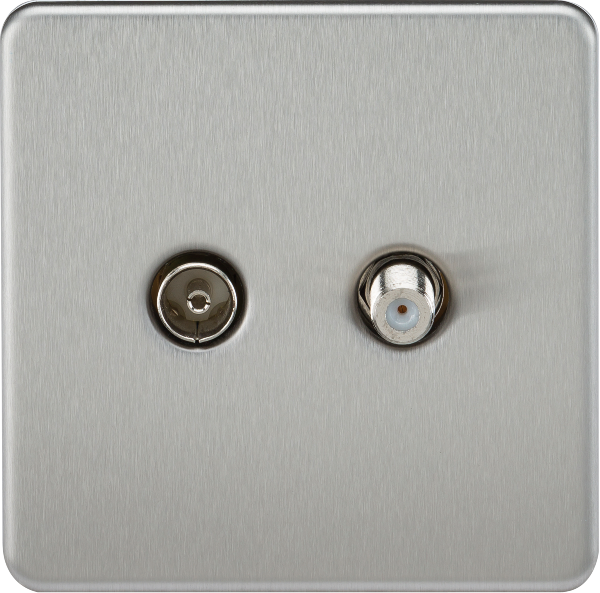Screwless TV & SAT TV Outlet (Isolated) - Brushed Chrome