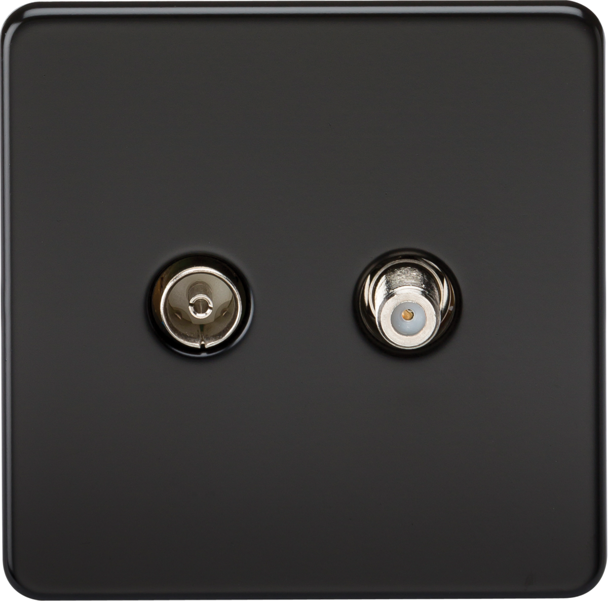 Screwless TV & SAT TV Outlet (Isolated) - Matt Black