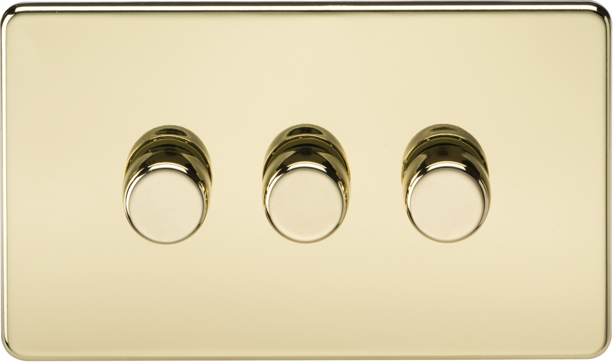 Screwless 3G 2-Way Dimmer 60-400W - Polished Brass