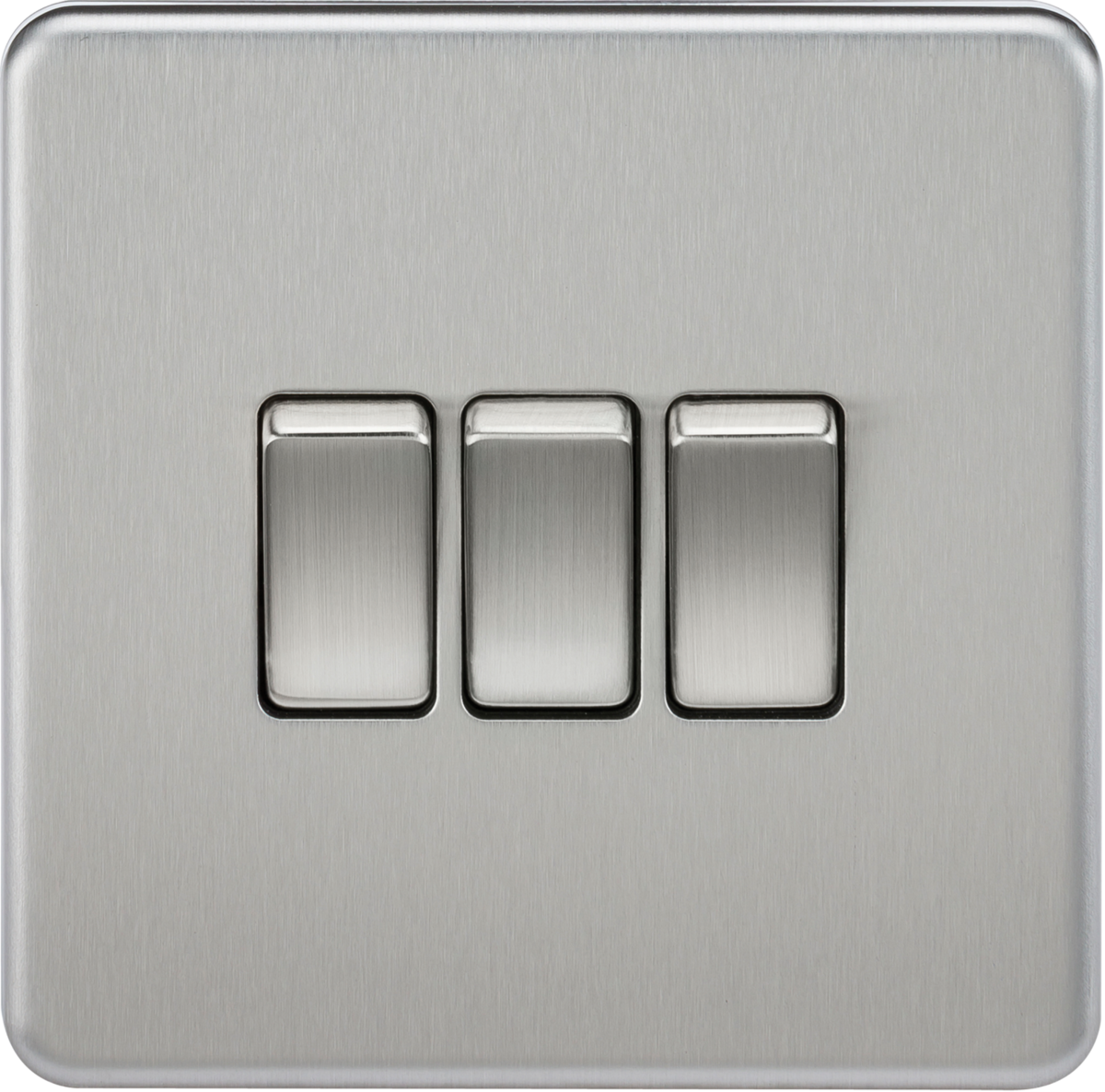 Screwless 10AX 3G 2-Way Switch - Brushed Chrome