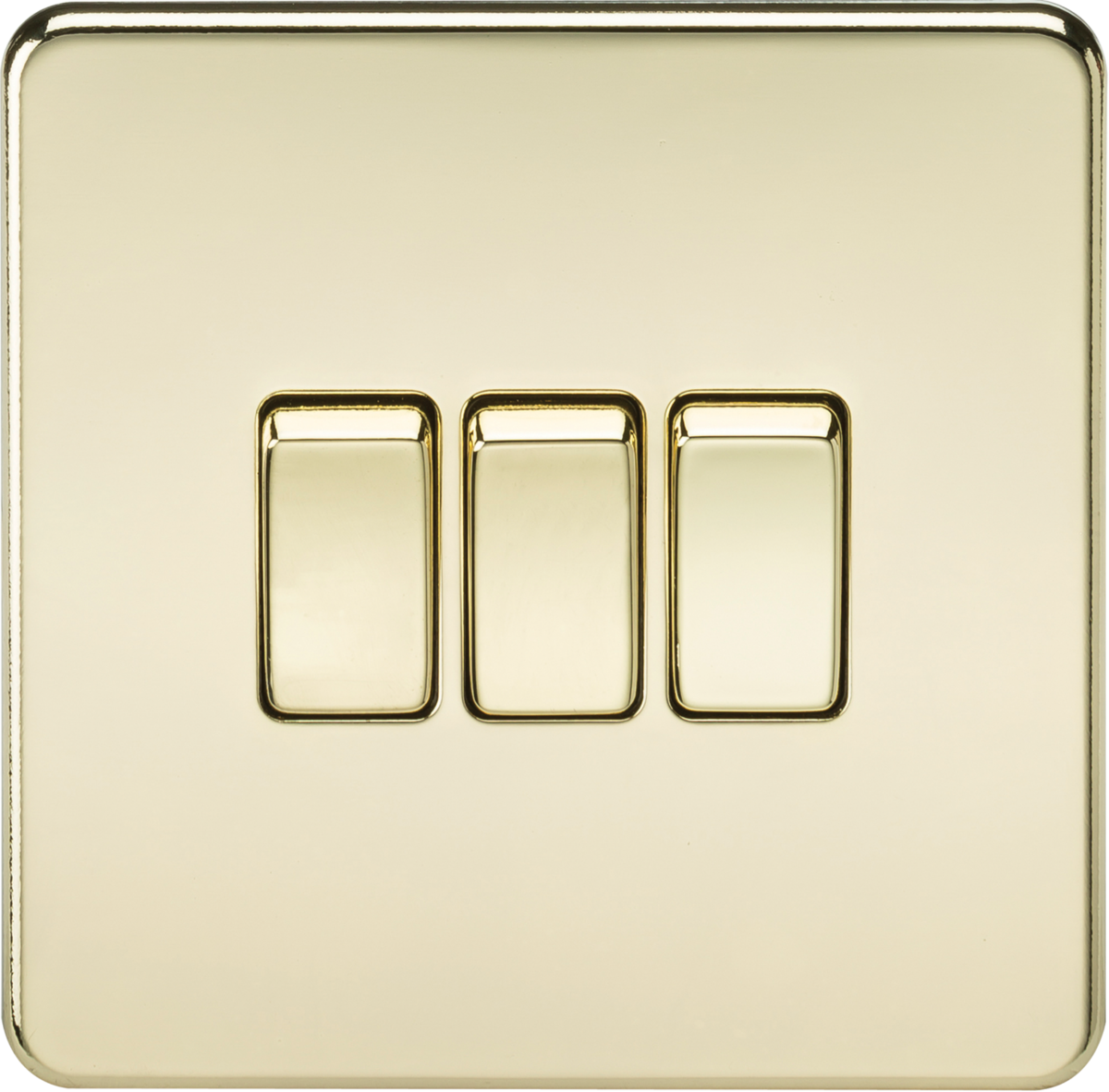 Screwless 10AX 3G 2-Way Switch - Polished Brass