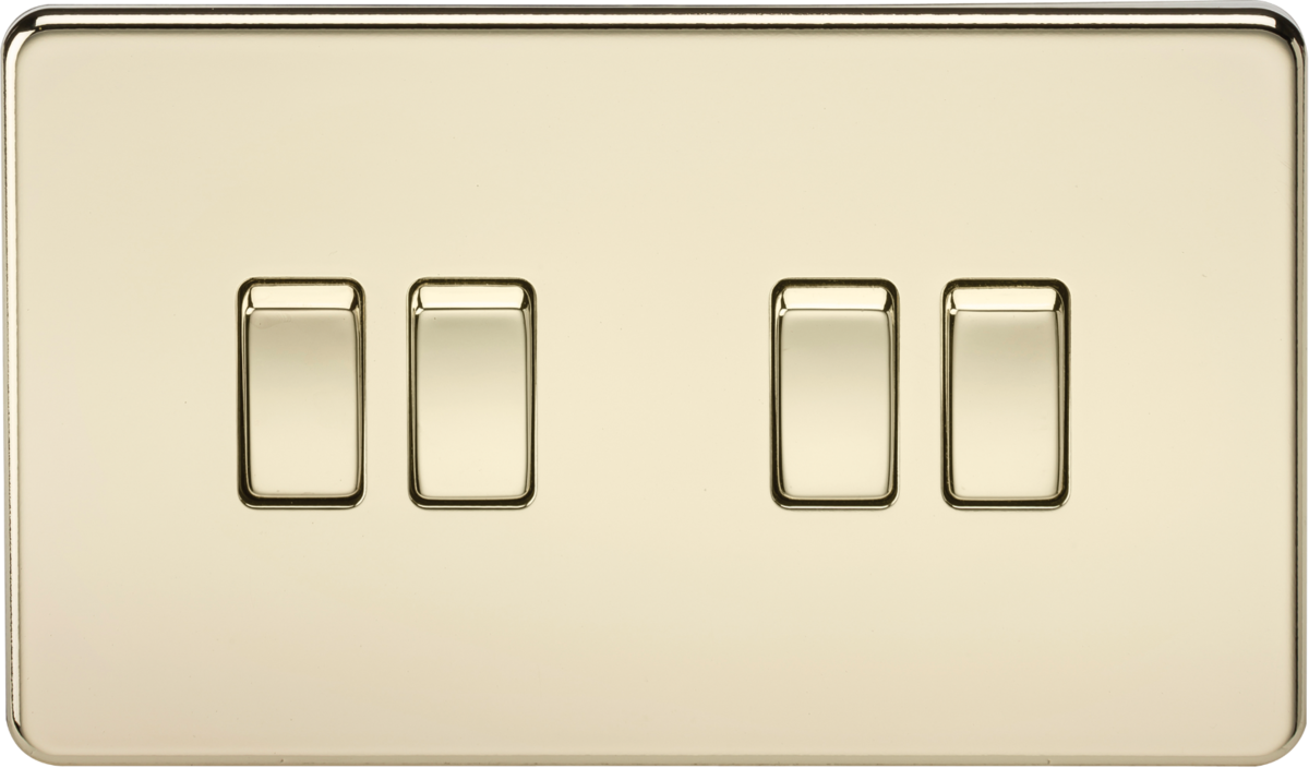 Screwless 10AX 4G 2-Way Switch - Polished Brass