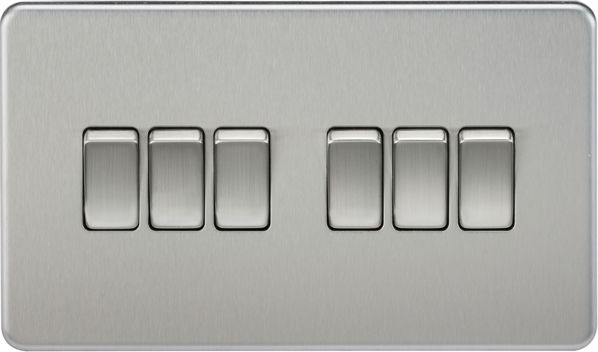 Screwless 10AX 6G 2-way Switch - Brushed Chrome