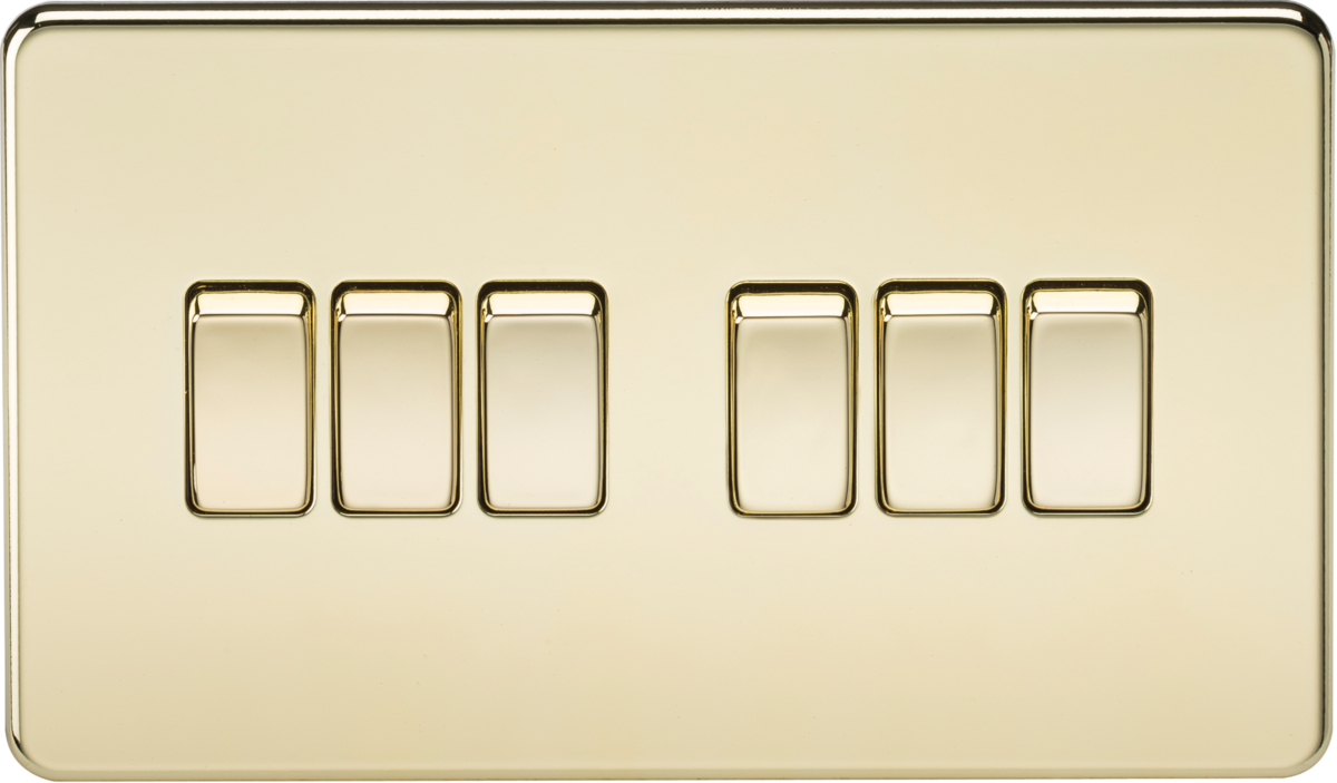 Screwless 10AX 6G 2-Way Switch - Polished Brass