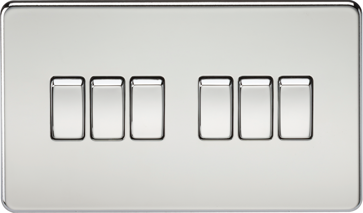 Screwless 10AX 6G 2-Way Switch - Polished Chrome