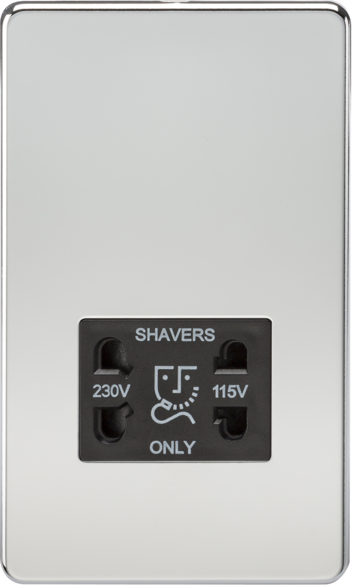 Screwless 115V/230V Dual Voltage Shaver Socket - Polished Chrome