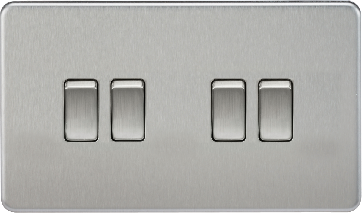 Screwless 10AX 4G 2-Way Switch - Brushed Chrome