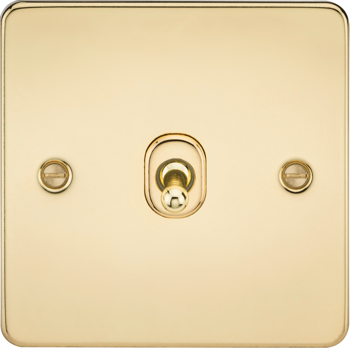 Flat Plate 10AX 1G 2 Way Toggle Switch - Polished Brass