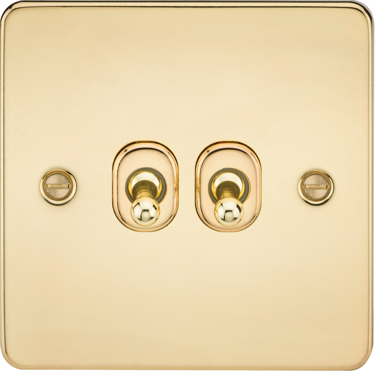 Flat Plate 10AX 2G 2-way toggle switch - polished brass