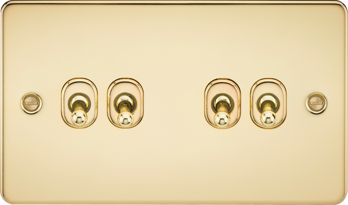 Flat Plate 10AX 4G 2-way toggle switch - polished brass