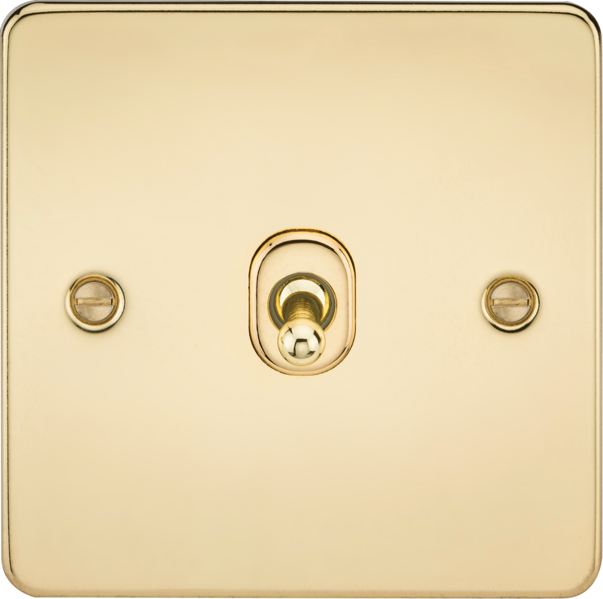 Flat Plate 10AX 1G Intermediate Toggle Switch - Polished Brass