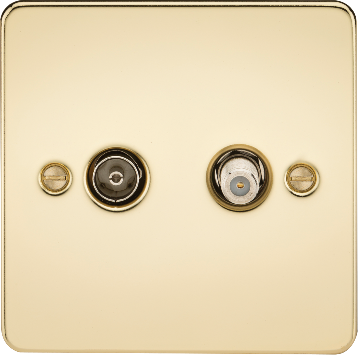 Flat Plate TV and SAT TV Outlet (isolated) - Polished Brass