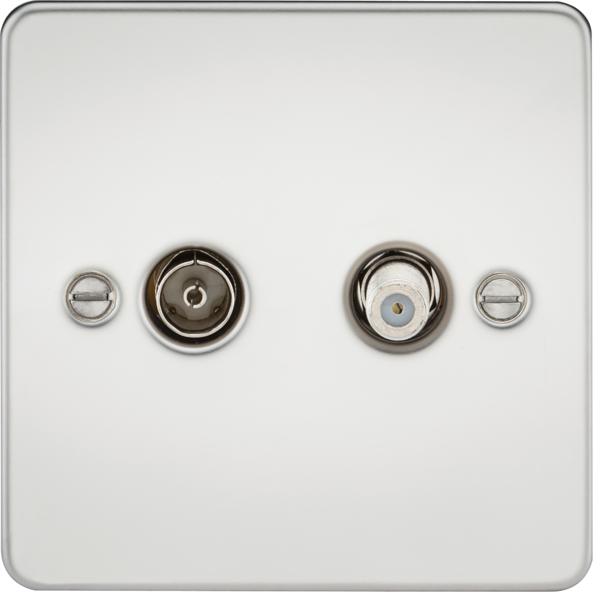 Flat Plate TV and SAT TV Outlet (isolated) - Polished Chrome
