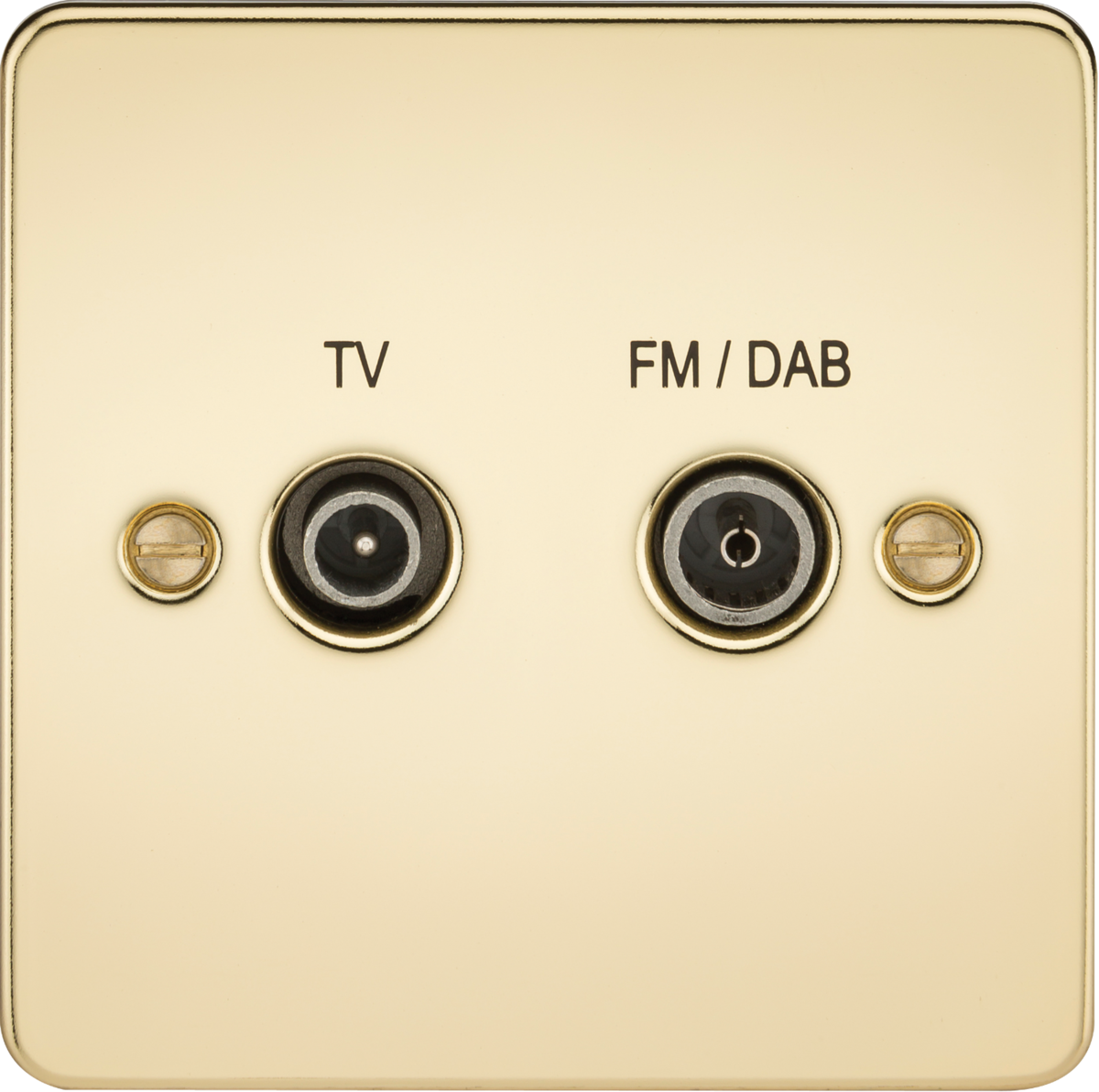 Flat Plate Screened Diplex Outlet (TV, FM DAB) - Polished Brass