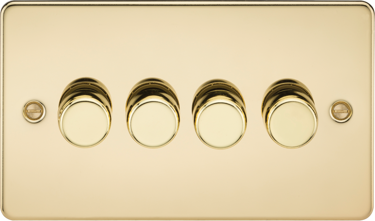 Flat Plate 4G 2 Way Dimmer 60-400W - Polished Brass