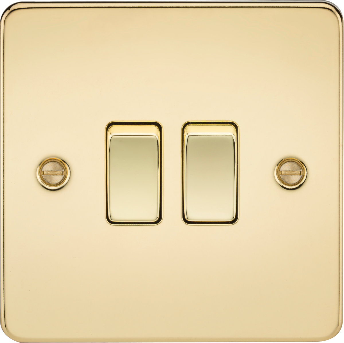 Flat Plate 10AX 2G 2-way switch - polished brass