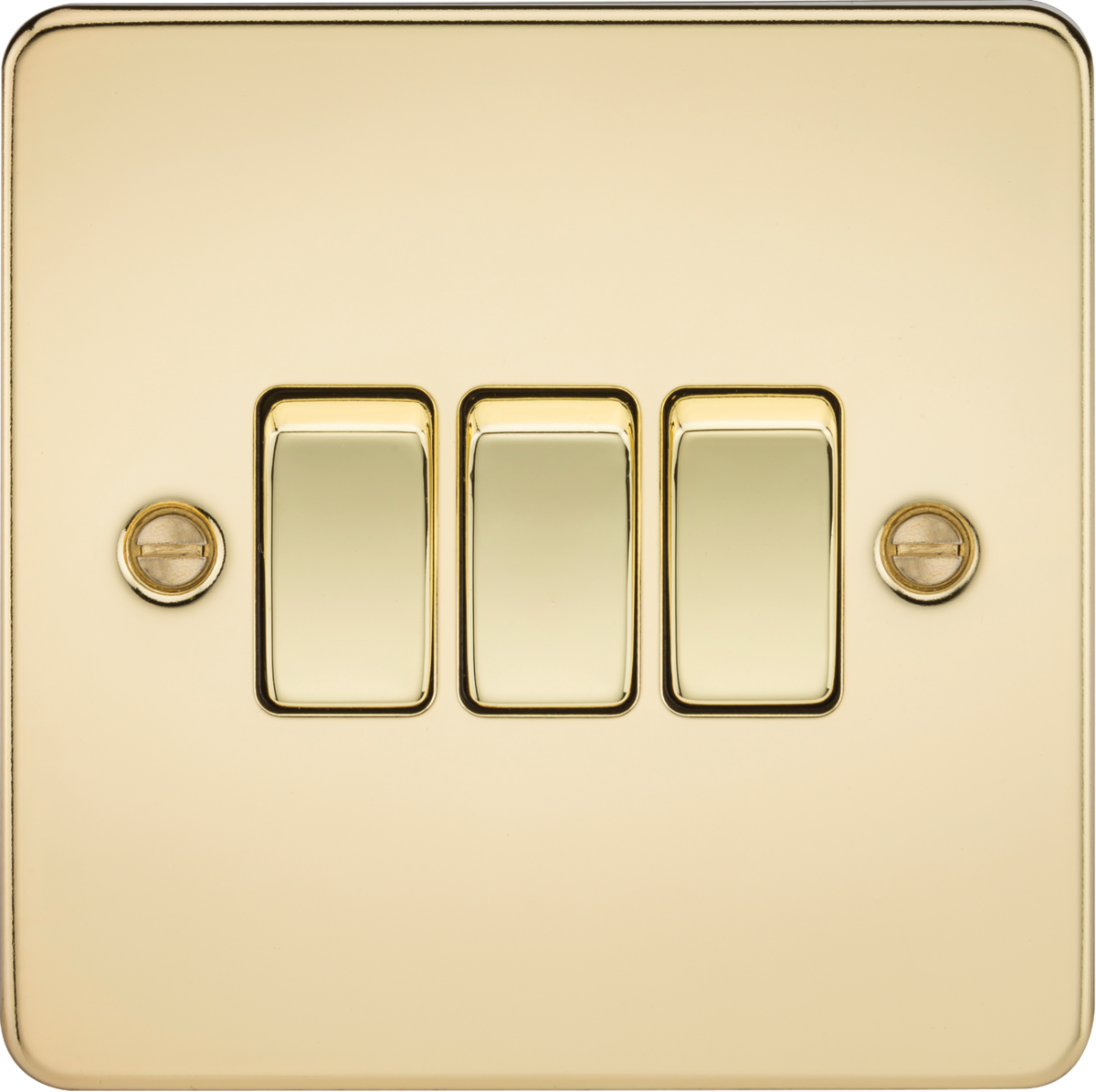 Flat Plate 10AX 3G 2-way switch - polished brass