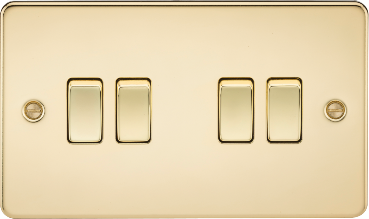 Flat Plate 10AX 4G 2-way switch - polished brass