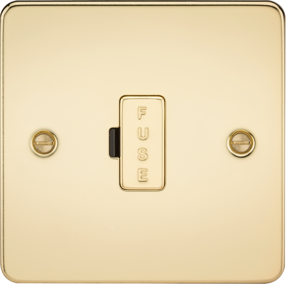 Flat Plate 13A fused spur unit - polished brass