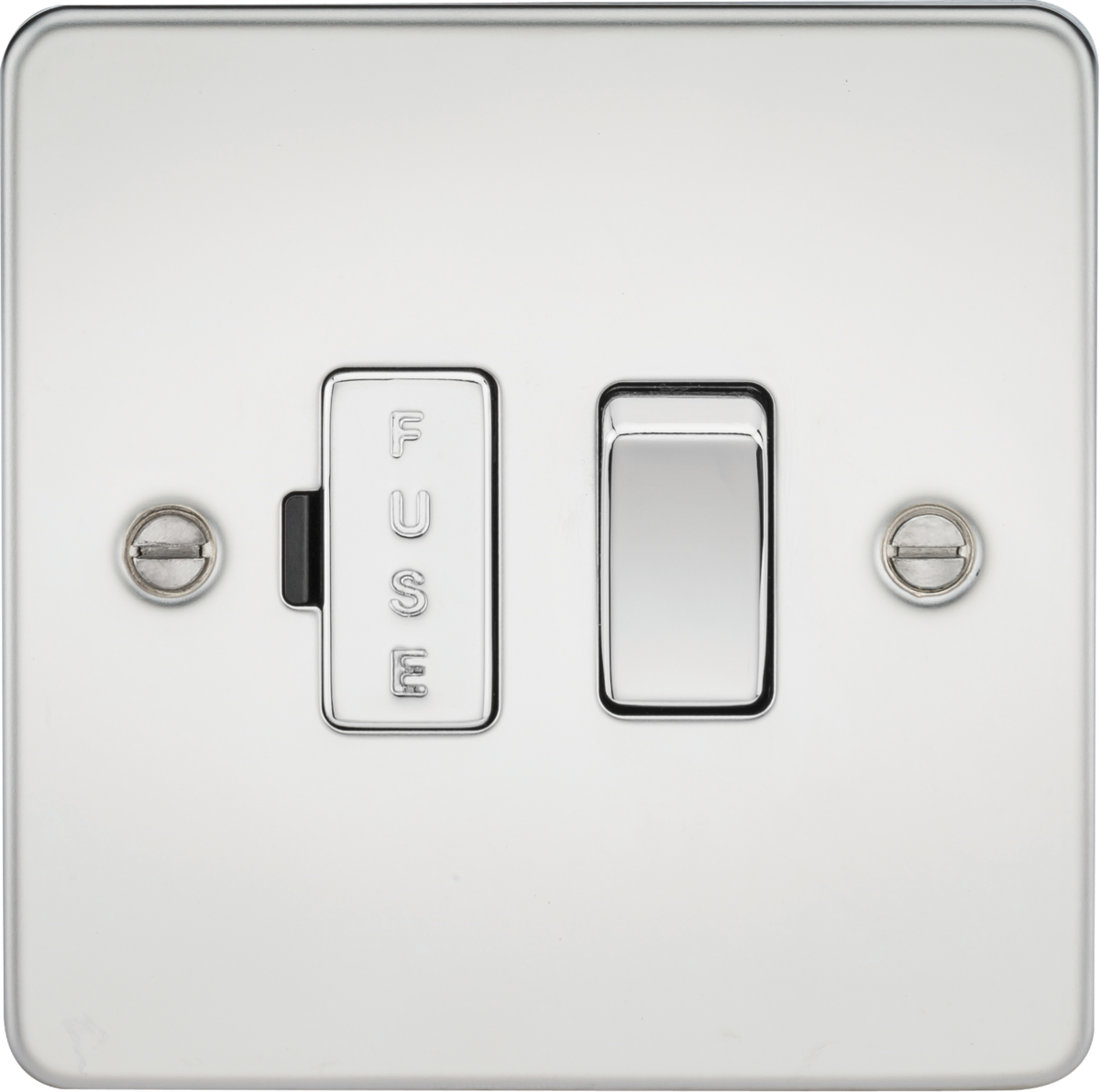 Flat Plate 13A switched fused spur unit - polished chrome
