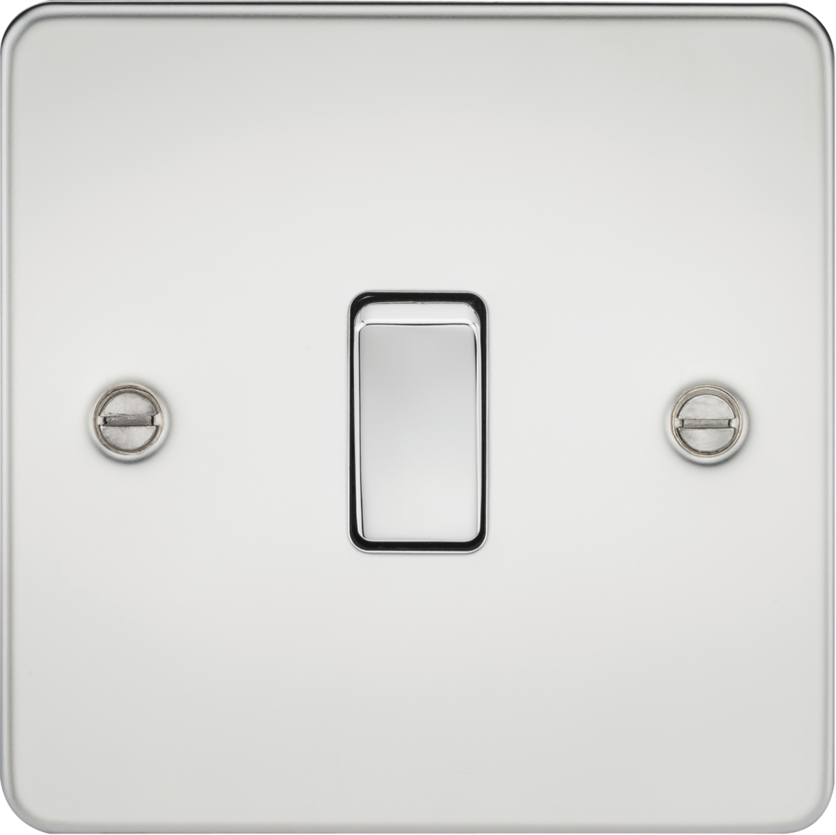 Flat Plate 20A 1G DP switch - polished chrome