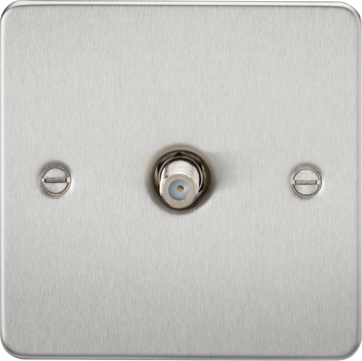 Flat Plate 1G SAT TV Outlet (non-isolated) - Brushed Chrome