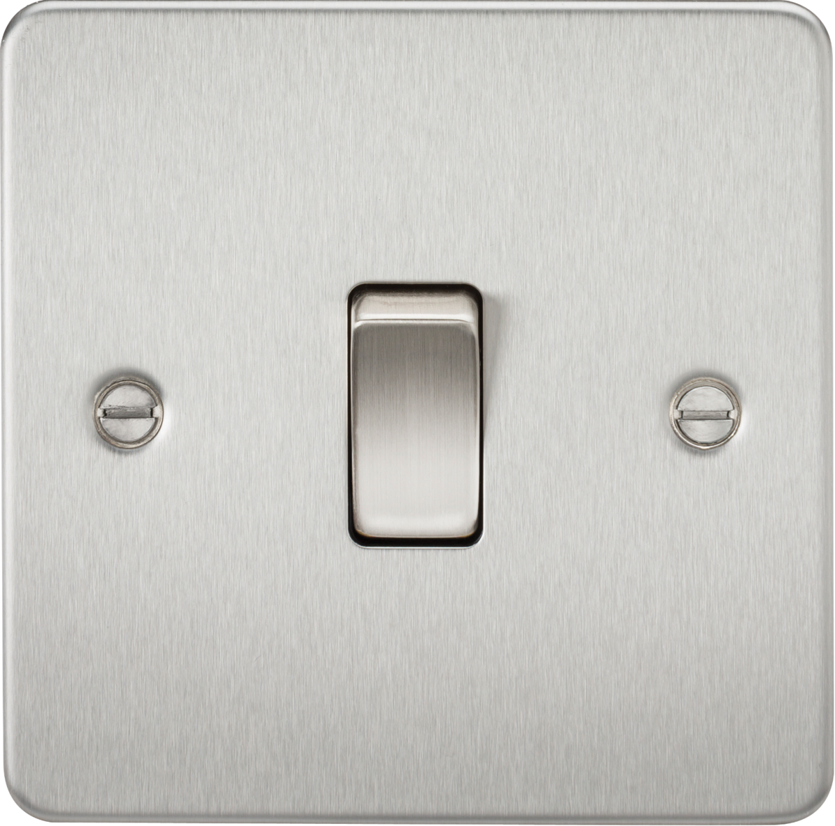 Flat Plate 10AX 1G 2 Way Switch - Brushed Chrome