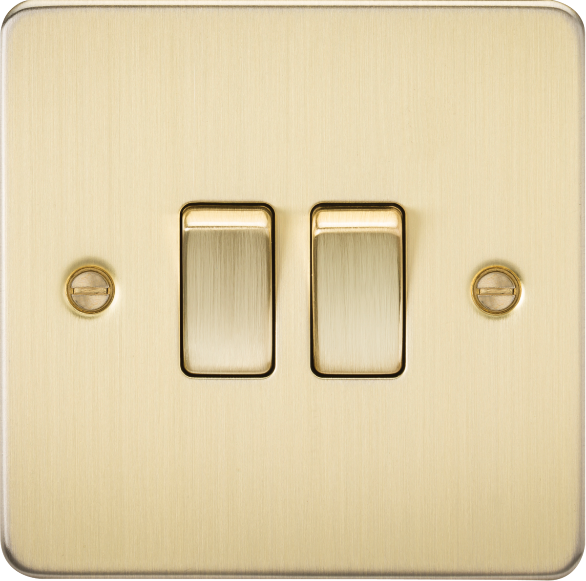 Flat Plate 10AX 2G 2-way switch - brushed brass