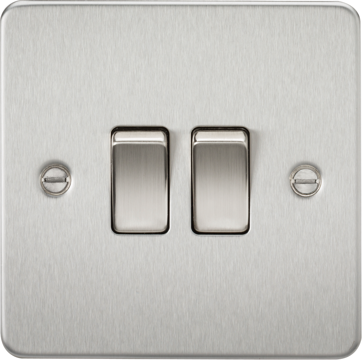 Flat Plate 10AX 2G 2-way switch - brushed chrome