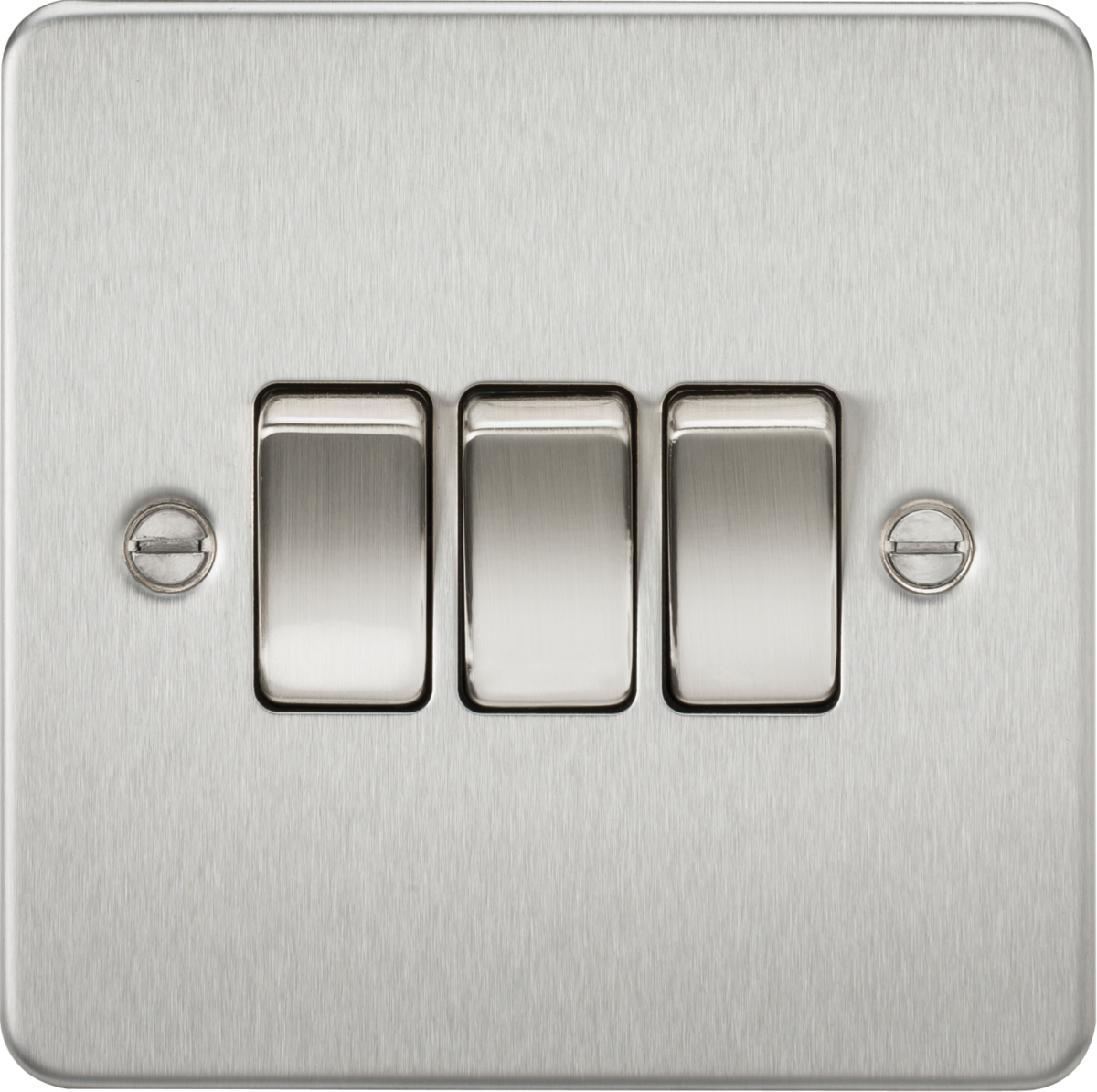 Flat Plate 10AX 3G 2-way switch - brushed chrome