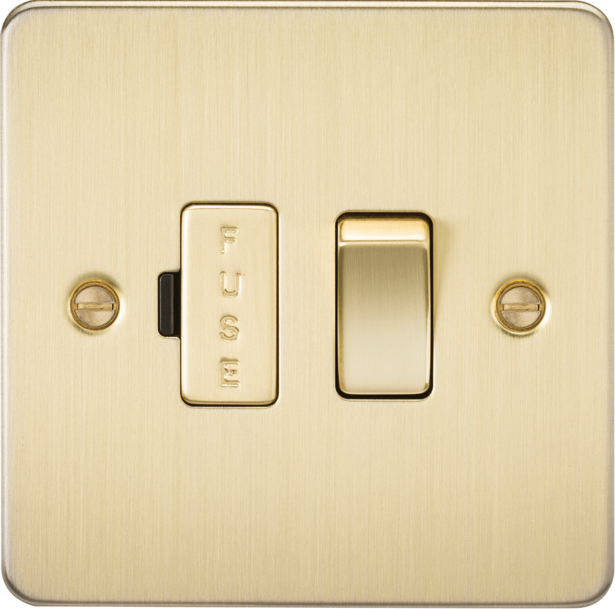 Flat Plate 13A switched fused spur unit - brushed brass