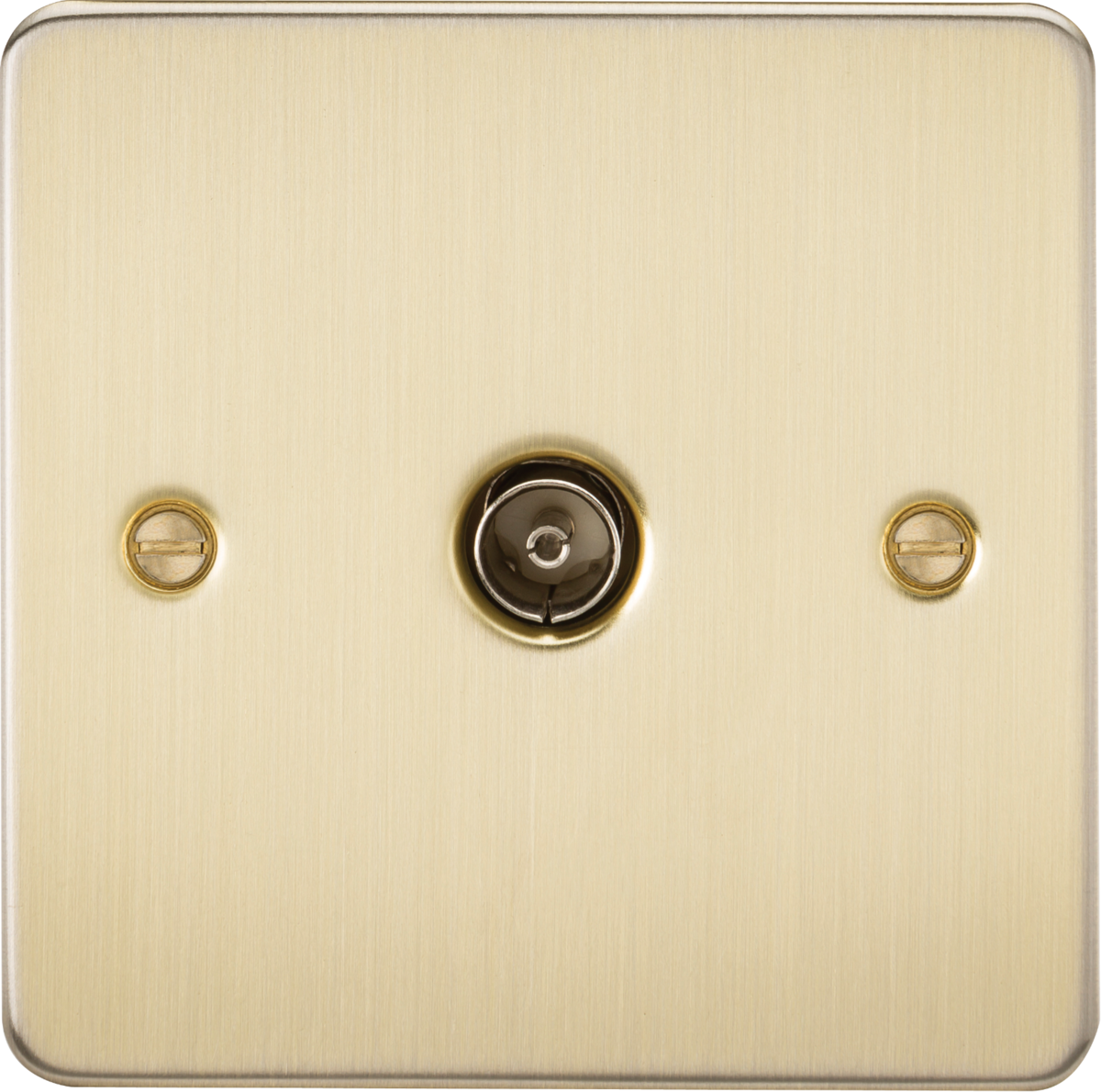 Flat Plate 1G TV Outlet (non-isolated) - Brushed Brass