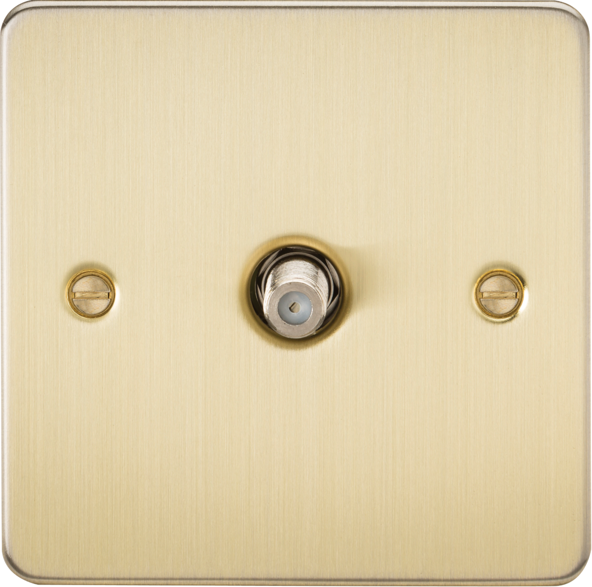 Flat Plate 1G SAT TV Outlet (non-isolated) - Brushed Brass