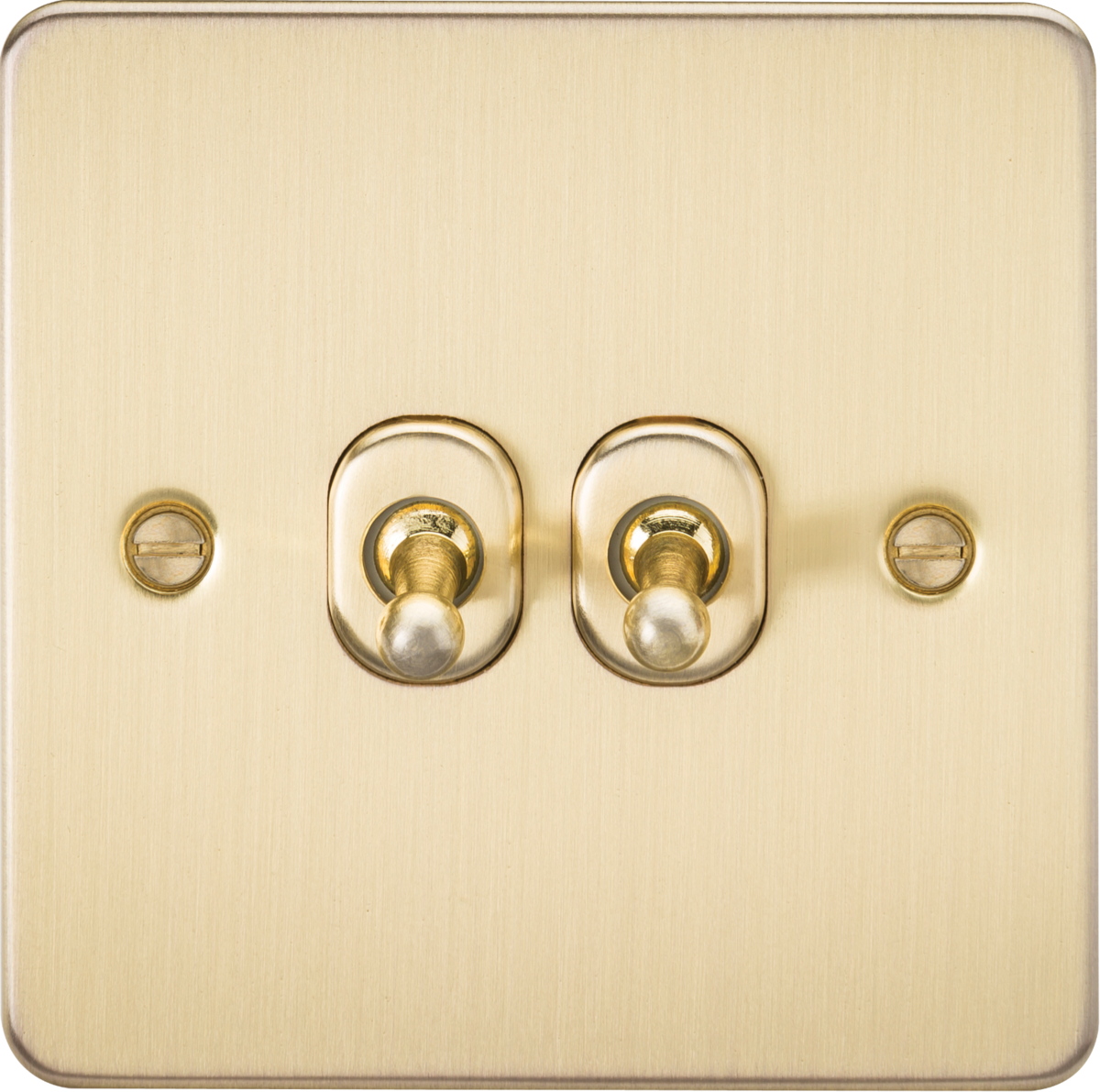 Flat Plate 10AX 2G 2-way toggle switch - brushed brass
