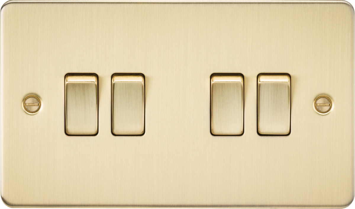 Flat Plate 10AX 4G 2-way switch - brushed brass