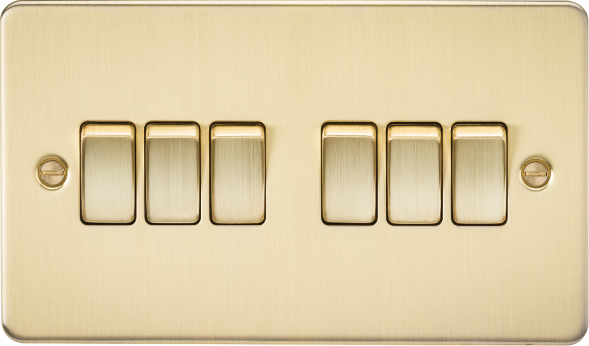 Flat Plate 10AX 6G 2-way switch - brushed brass