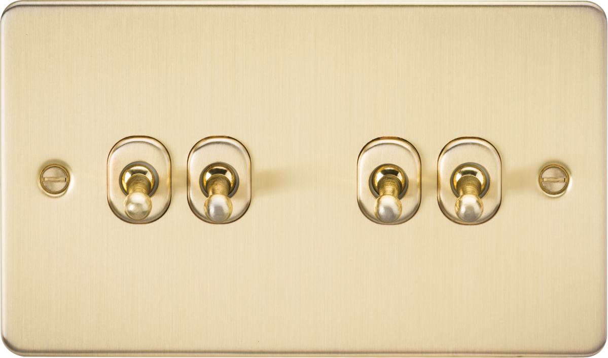 Flat Plate 10AX 4G 2-way toggle switch - brushed brass