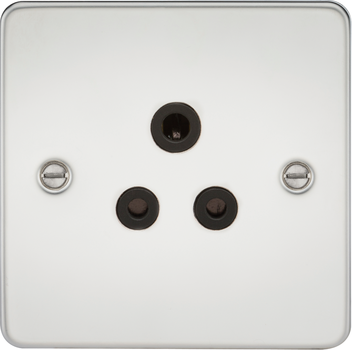 Flat Plate 5A unswitched socket - polished chrome with black insert