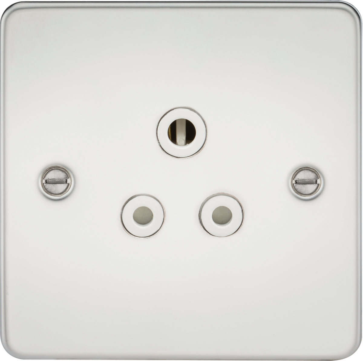 Flat Plate 5A unswitched socket - polished chrome with white insert