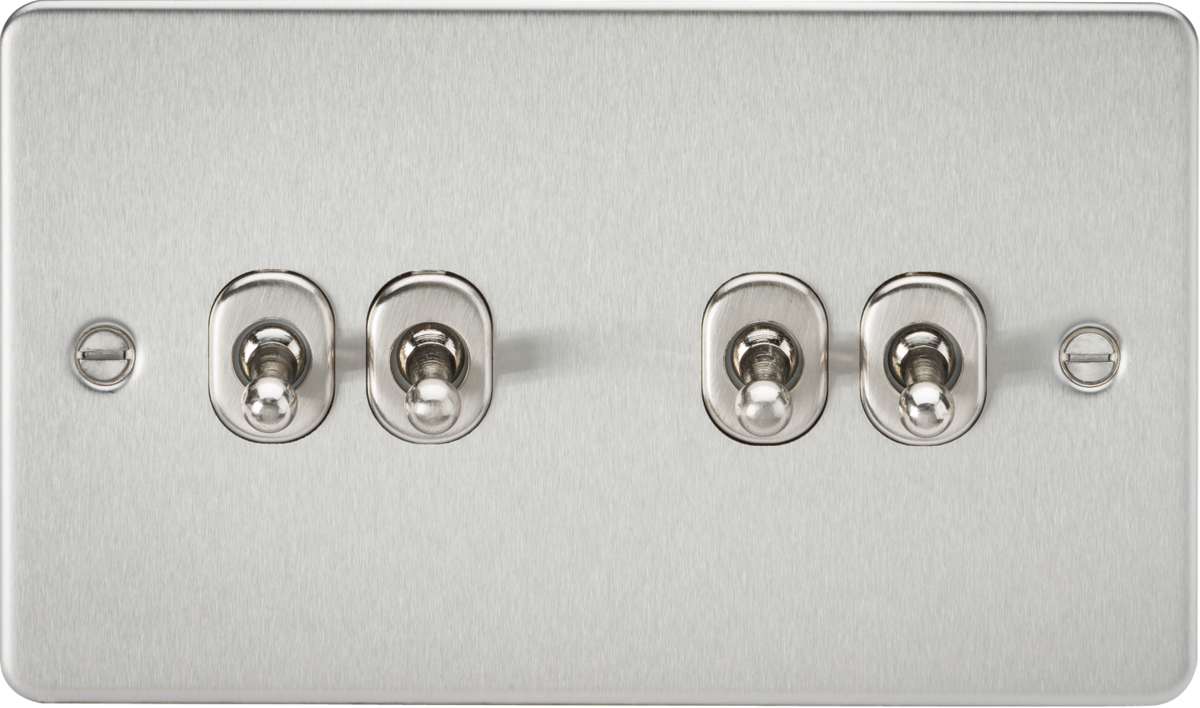 Flat Plate 10AX 4G 2-way toggle switch - brushed chrome