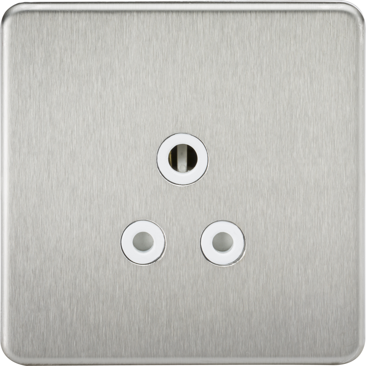 Screwless 5A Unswitched Socket - Brushed Chrome with White Insert