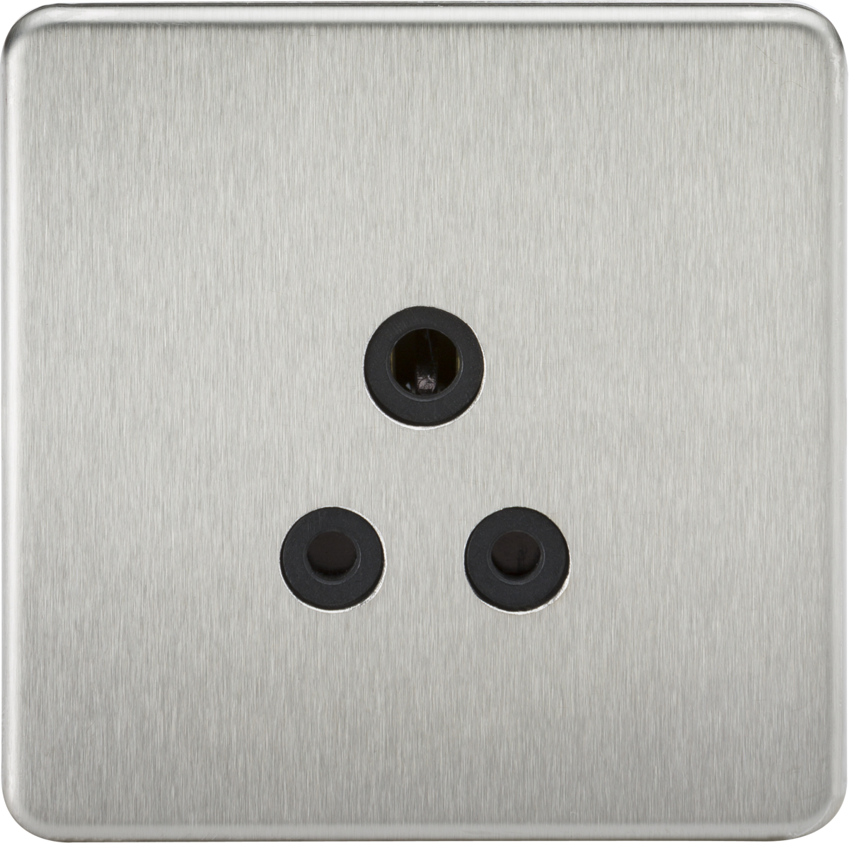 Screwless 5A Unswitched Socket - Brushed Chrome with Black Insert