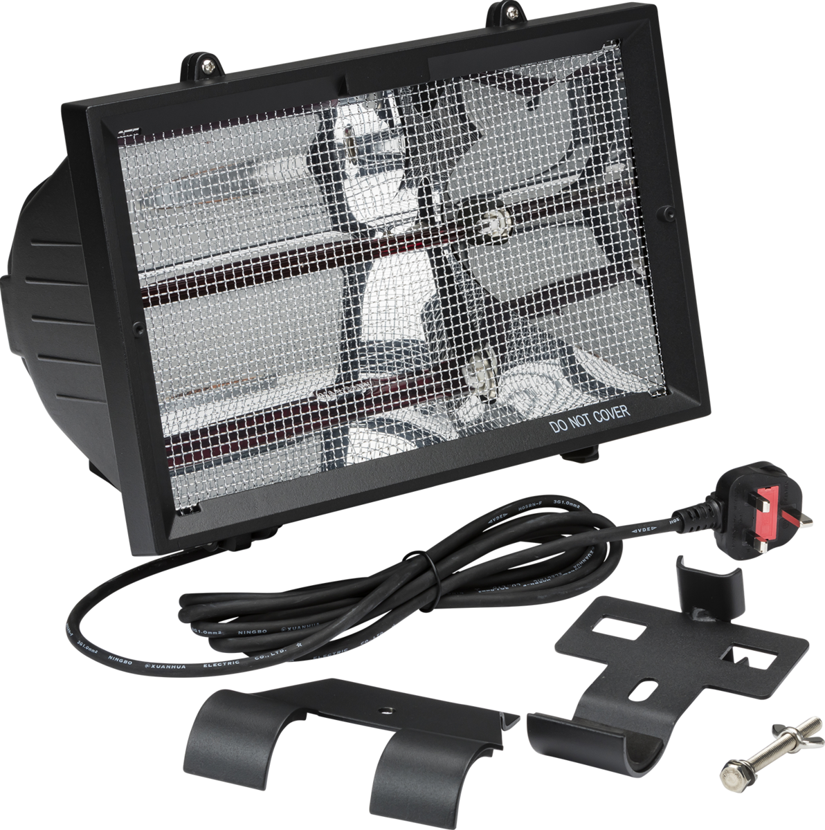 230V IP24 1.3kW shortwave infrared heater – Black