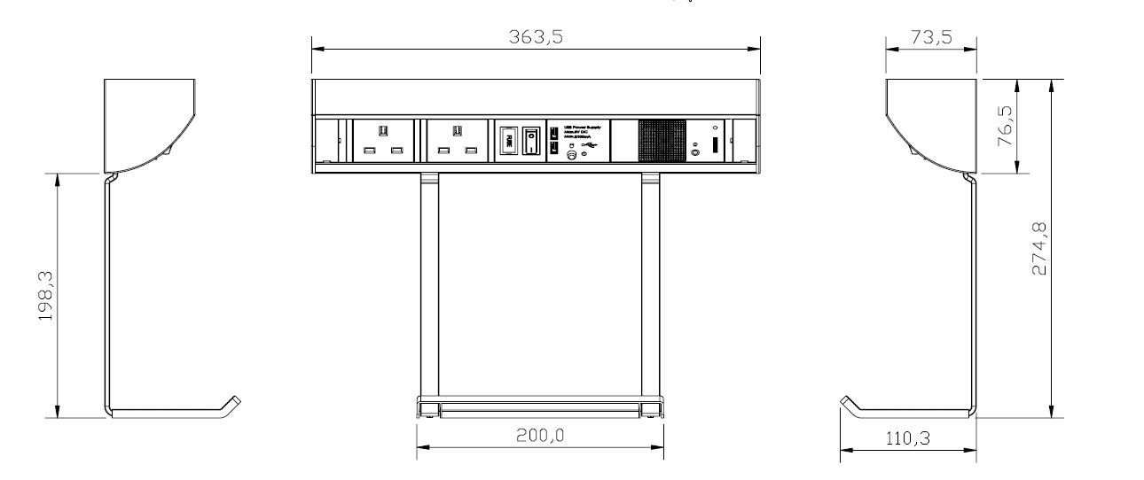 ML Accessories-SK007 13A Under Cabinet Power Station with Dual USB Charger (2.1A) and Bluetooth Speaker