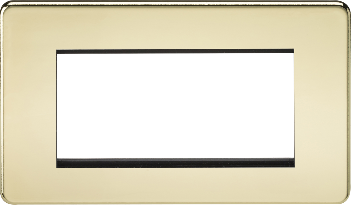 Screwless 4G Modular Faceplate - Polished Brass