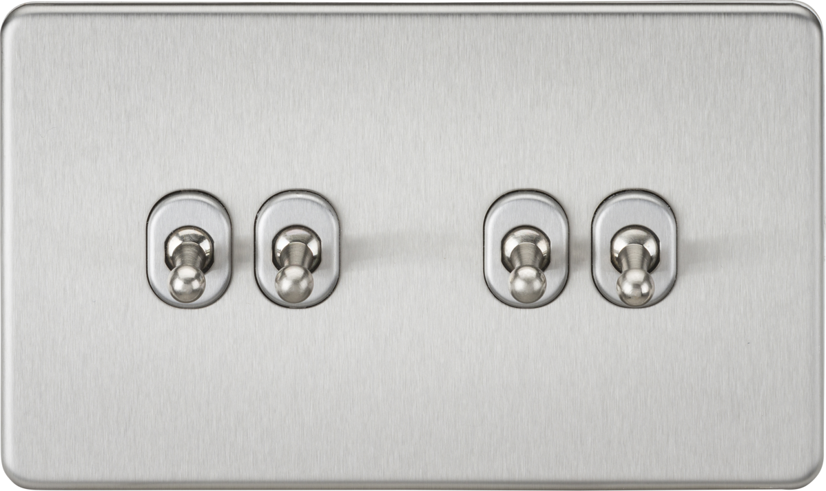 Screwless 10AX 4G 2-Way Toggle Switch - Brushed Chrome