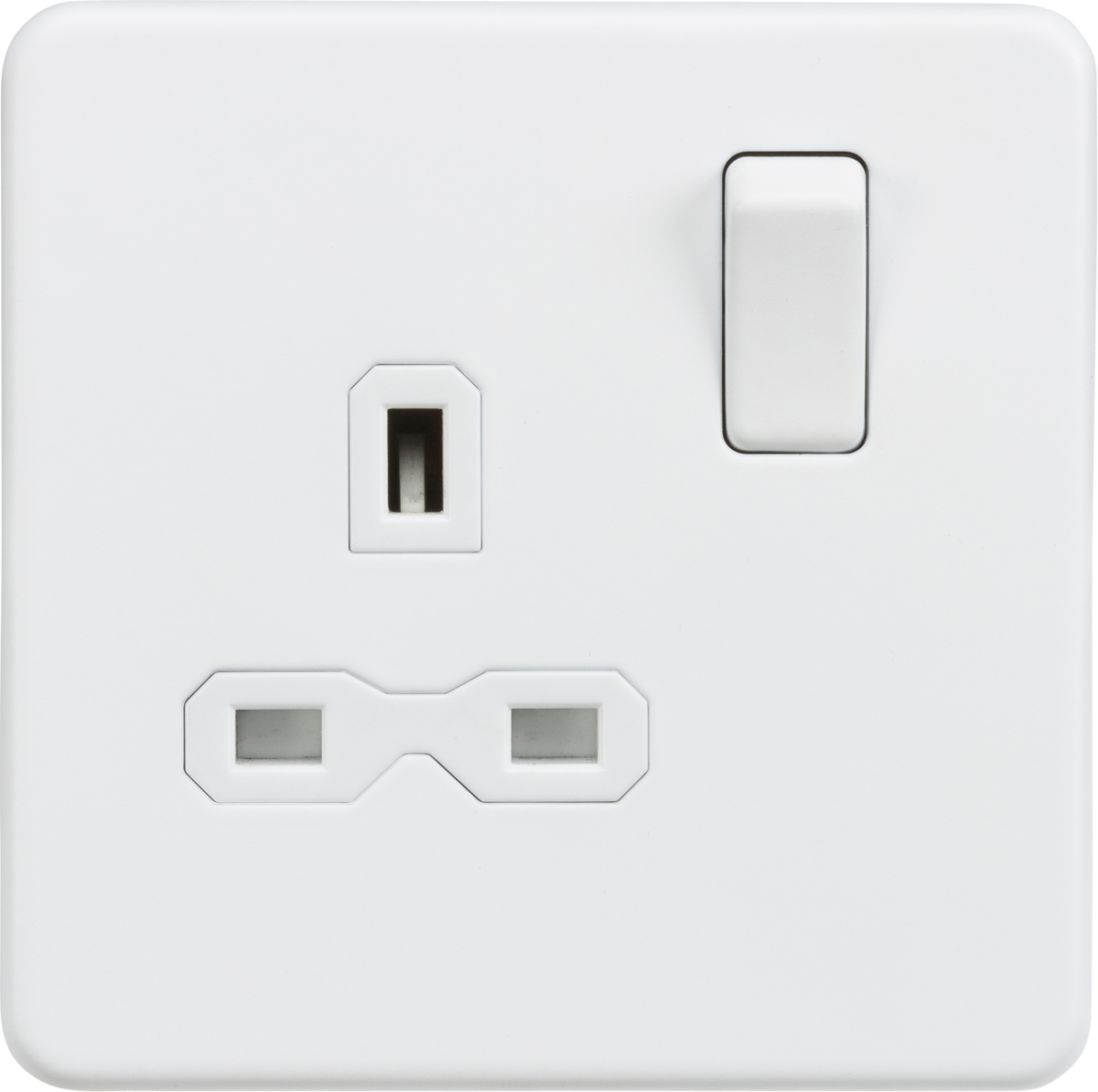 Screwless 13A 1G DP switched socket - Matt white with white insert