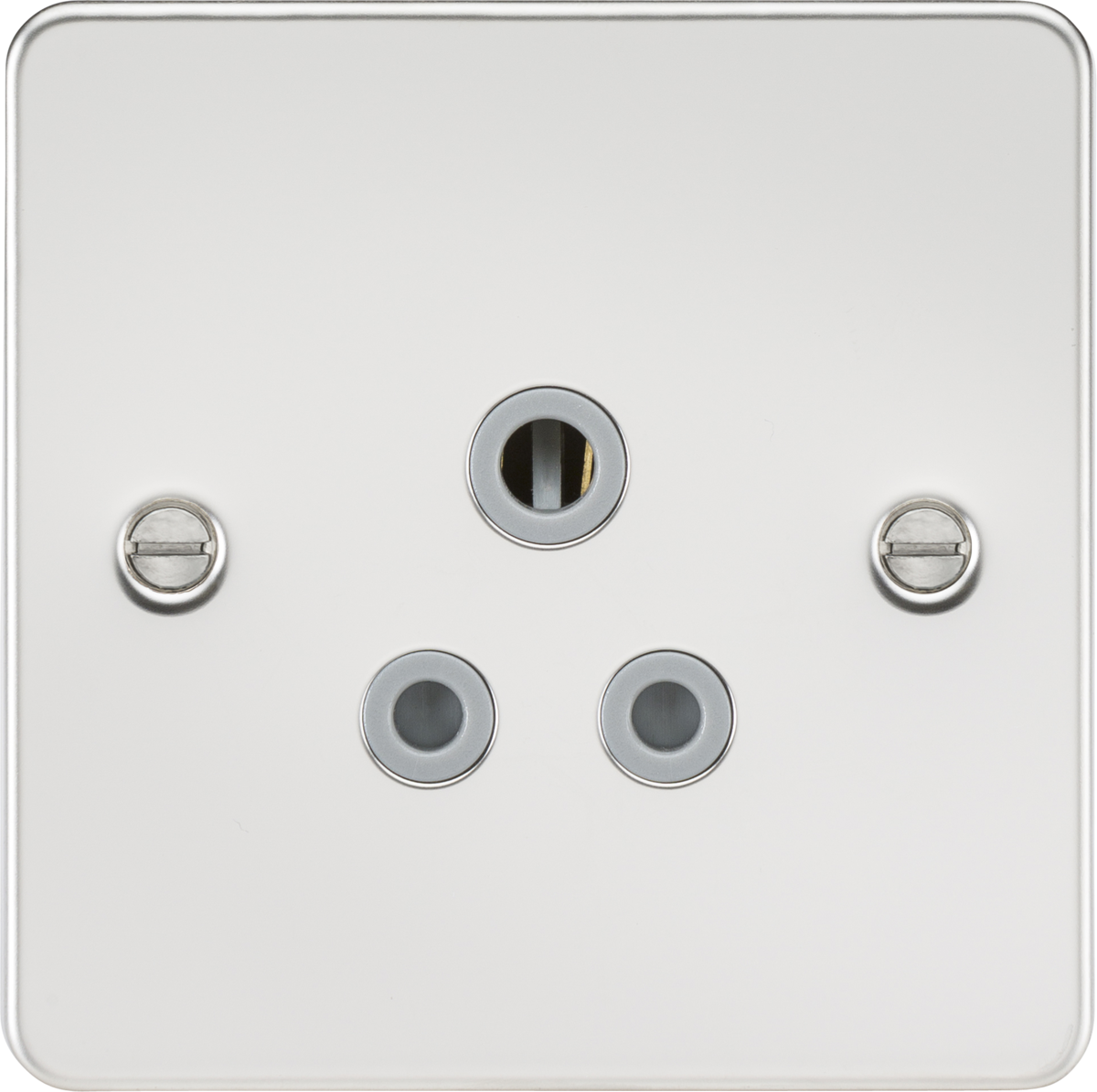 Flat plate 5A unswitched socket - polished chrome with grey insert