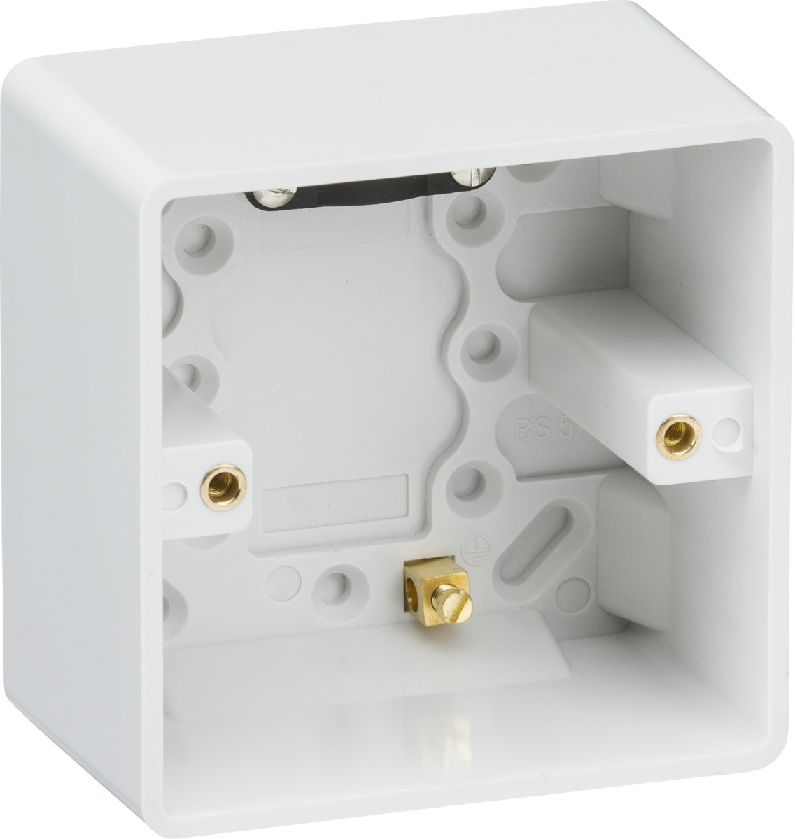 Single 47mm Pattress Box with Earth Terminal and Cable Strain Relief