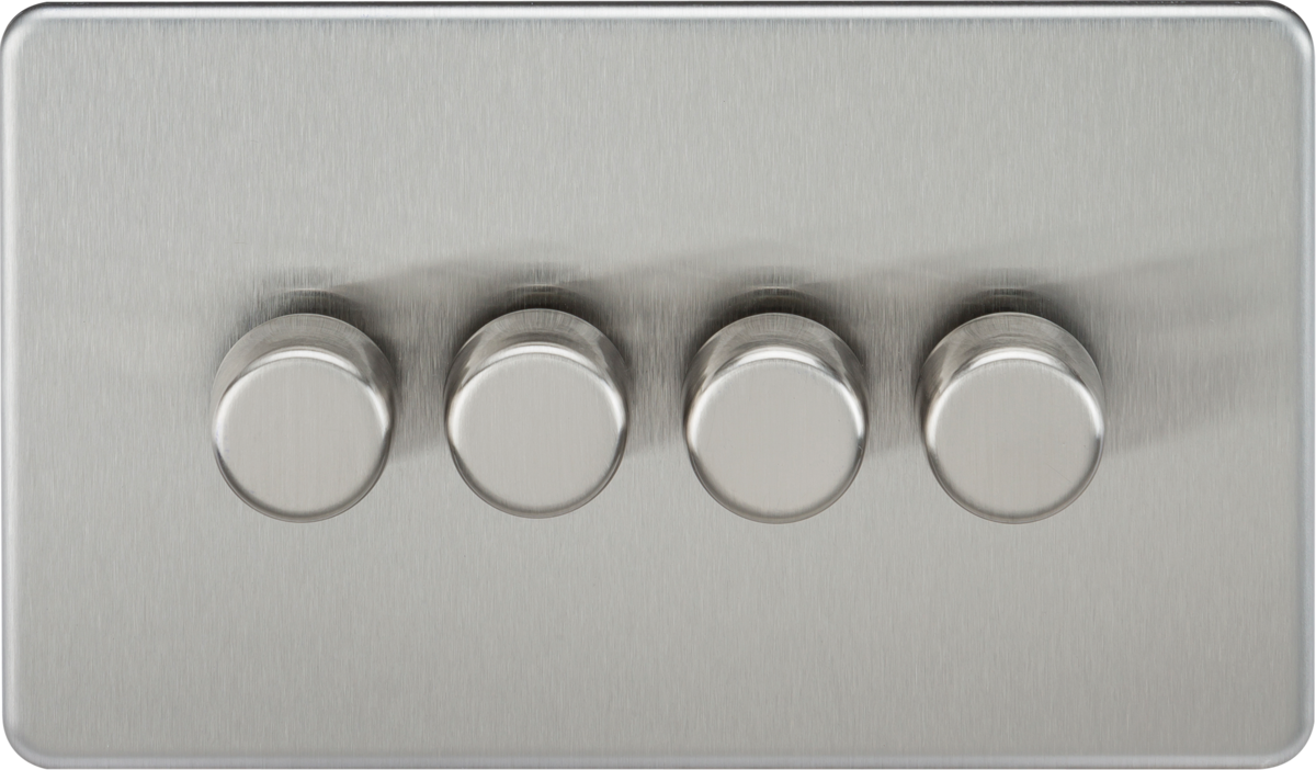 Screwless 4G 2-way 10-200W (5-150W LED) trailing edge dimmer - Brushed Chrome